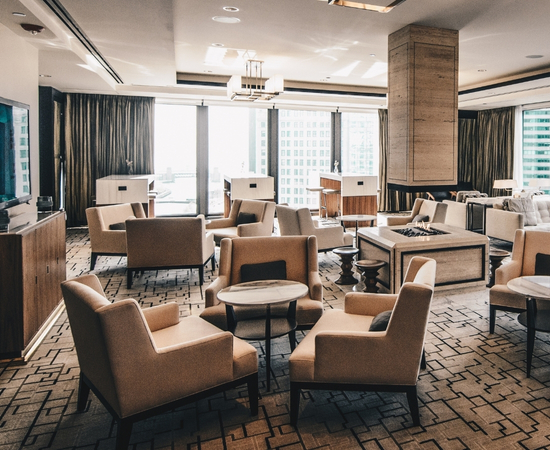 Corporate meeting space with coffee