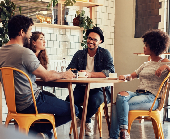 Community gathering in a café setting